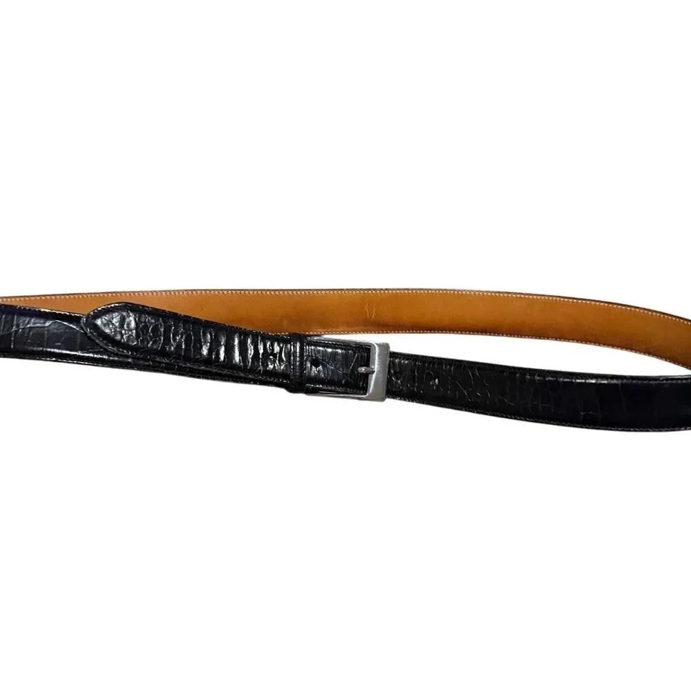 Trafalgar Silver Buckle Leather Belt Men's Sz. 38 - Picture 3 of 9